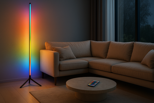 Color Pickup LED Floor Lamp in cozy modern living room