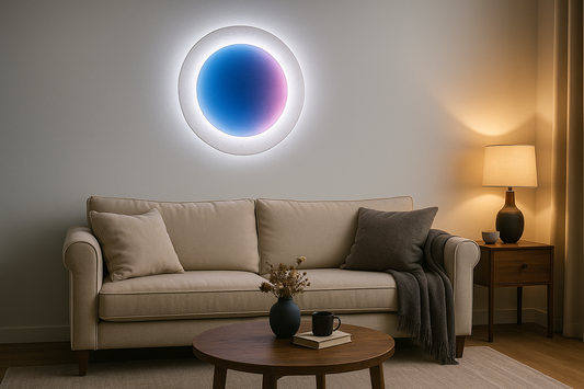 Gradient LED Wall Light for modern home decor with sun and moon glow effect
